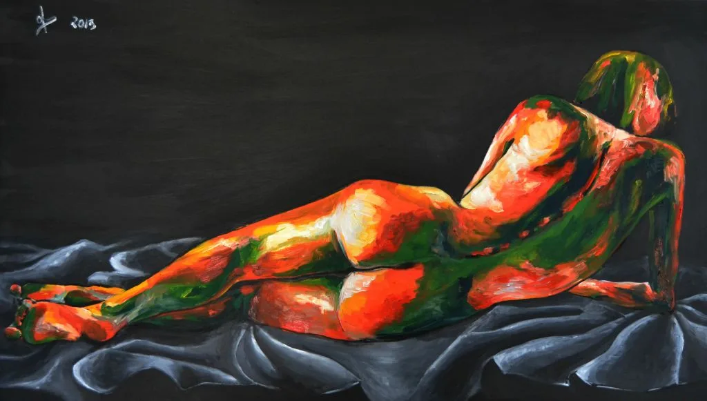Cuadro de una figura de mujer pintado por la artista Laura Blasco