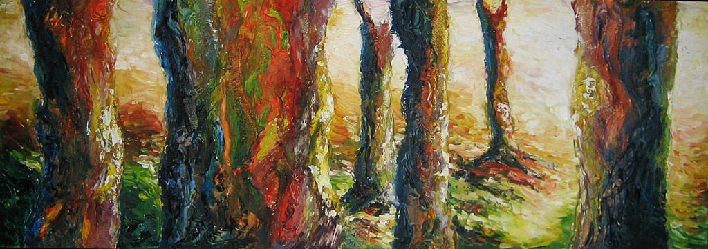 Cuadro de un bosque pintado por la artista Laura Blasco