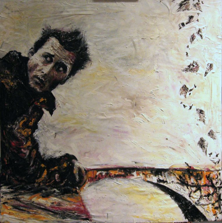 Cuadro Óleo sobre un lienzo de un hombre llamado Johnny Depp con fondo blanco pintado por la artista Laura Blasco